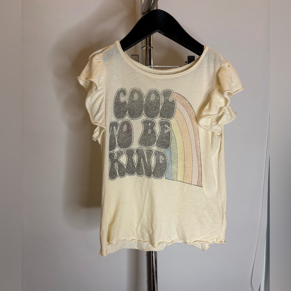 Rowdy Sprout “Cool to Be Kind” Flutter Sleeve Tee Size 6